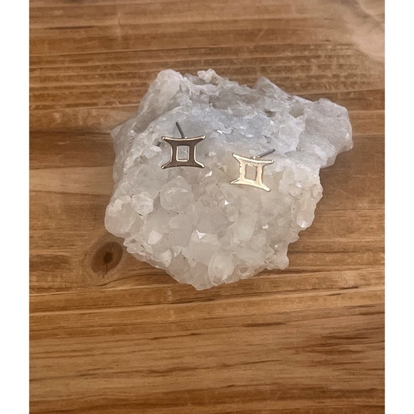 Gold Gemini Zodiac Astrology Sign Post Earrings -Small Boho Glam Chic Gift -New - Picture 2 of 15